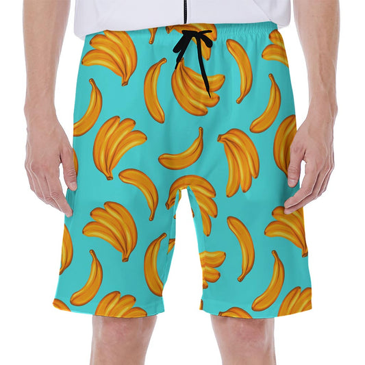 Blue Banana Pattern Print Men's Beach Shorts