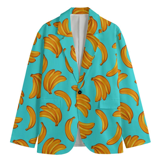 Blue Banana Pattern Print Men's Blazer