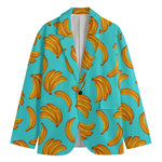 Blue Banana Pattern Print Men's Blazer