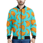 Blue Banana Pattern Print Men's Bomber Jacket
