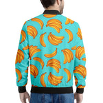 Blue Banana Pattern Print Men's Bomber Jacket