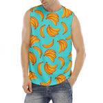 Blue Banana Pattern Print Men's Fitness Tank Top