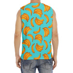 Blue Banana Pattern Print Men's Fitness Tank Top