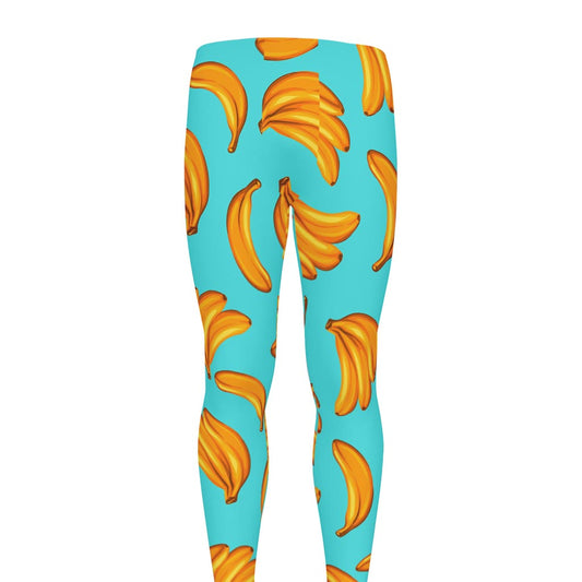 Blue Banana Pattern Print Men's leggings
