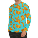 Blue Banana Pattern Print Men's Long Sleeve Rash Guard
