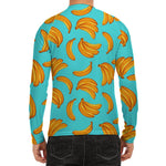 Blue Banana Pattern Print Men's Long Sleeve Rash Guard