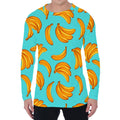 Blue Banana Pattern Print Men's Long Sleeve T-Shirt