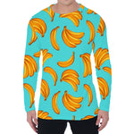 Blue Banana Pattern Print Men's Long Sleeve T-Shirt