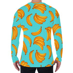 Blue Banana Pattern Print Men's Long Sleeve T-Shirt