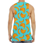 Blue Banana Pattern Print Men's Muscle Tank Top