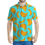 Blue Banana Pattern Print Men's Polo Shirt