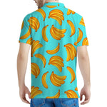 Blue Banana Pattern Print Men's Polo Shirt