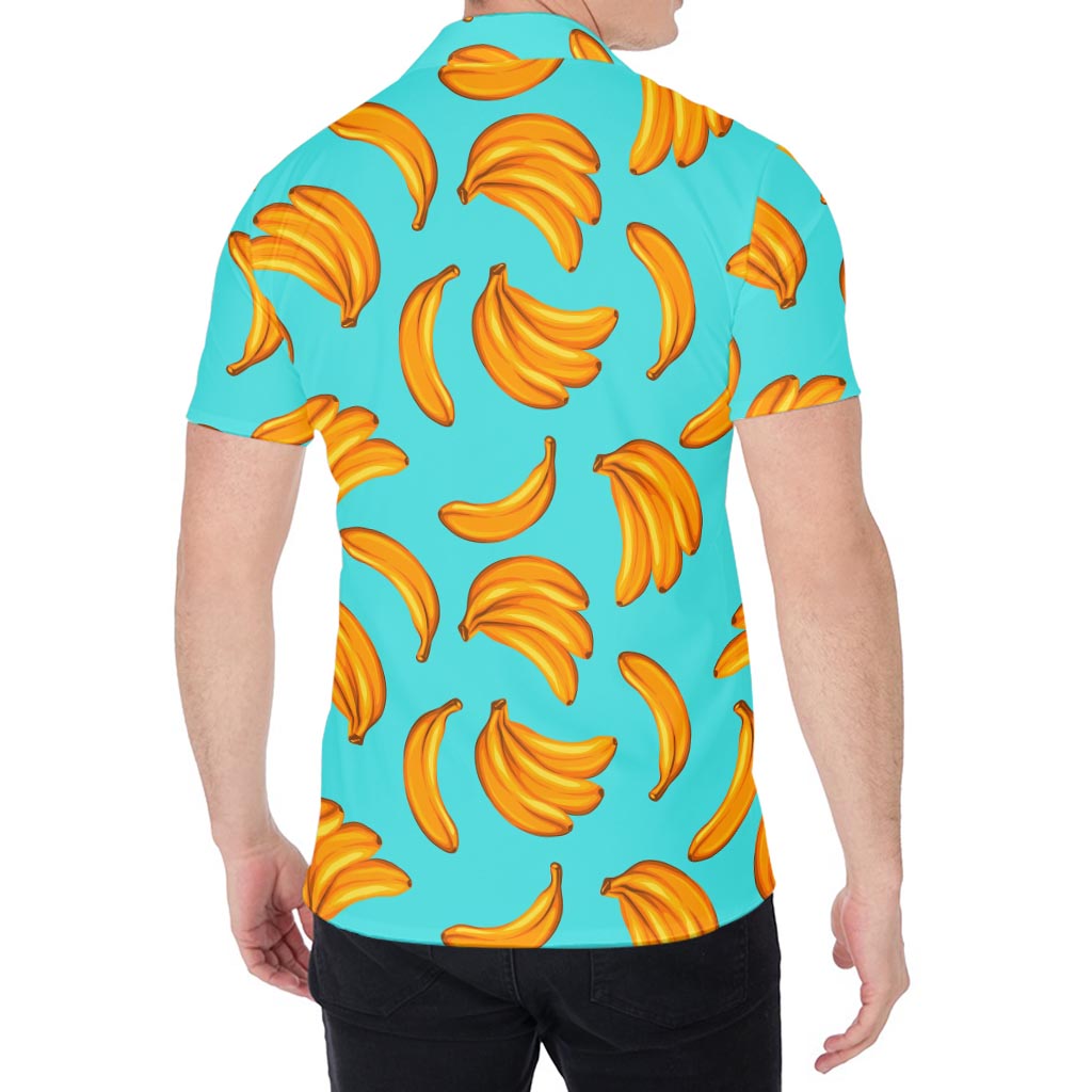 Blue Banana Pattern Print Men's Shirt