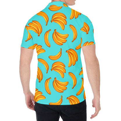 Blue Banana Pattern Print Men's Shirt