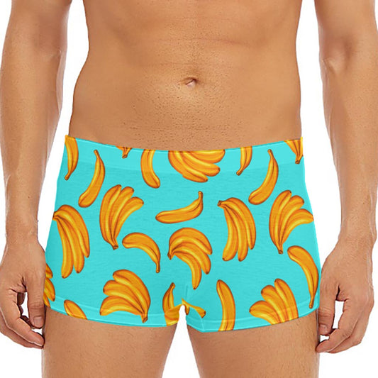 Blue Banana Pattern Print Men's Short Boxer Briefs