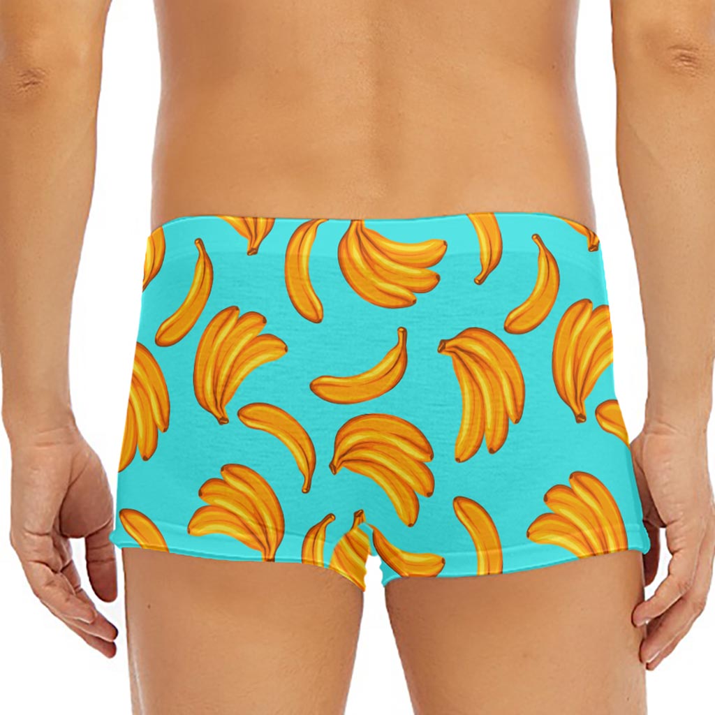 Blue Banana Pattern Print Men's Short Boxer Briefs