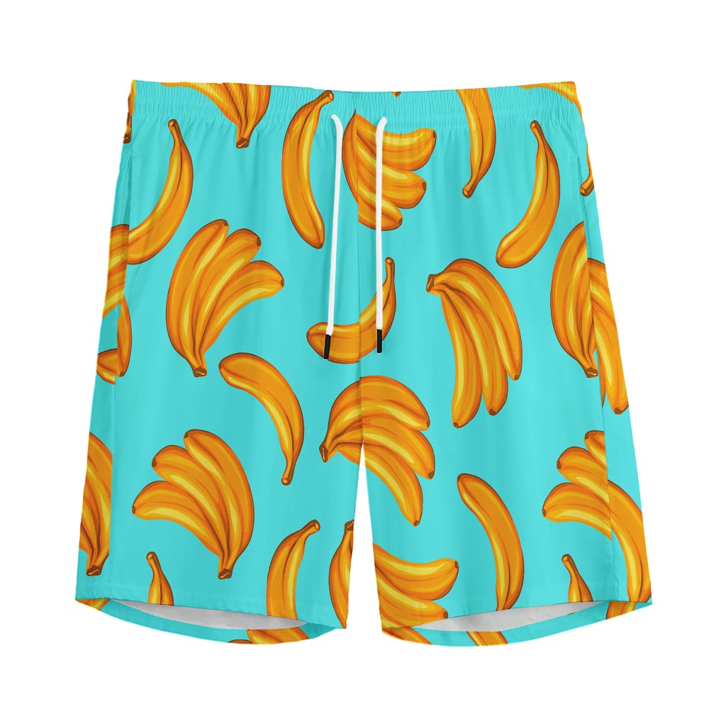 Blue Banana Pattern Print Men's Sports Shorts
