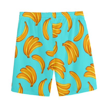 Blue Banana Pattern Print Men's Sports Shorts