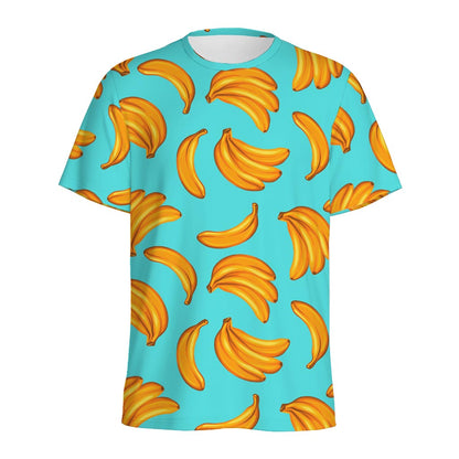 Blue Banana Pattern Print Men's Sports T-Shirt