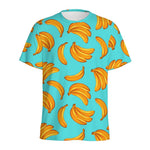 Blue Banana Pattern Print Men's Sports T-Shirt