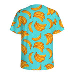 Blue Banana Pattern Print Men's Sports T-Shirt