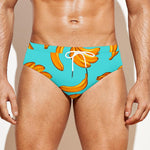 Blue Banana Pattern Print Men's Swim Briefs