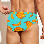 Blue Banana Pattern Print Men's Swim Briefs