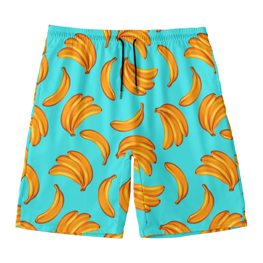 Blue Banana Pattern Print Men's Swim Trunks