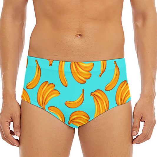 Blue Banana Pattern Print Men's Triangle Swim Briefs