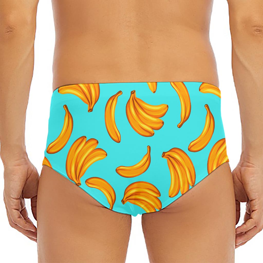 Blue Banana Pattern Print Men's Triangle Swim Briefs