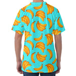 Blue Banana Pattern Print Men's Velvet T-Shirt