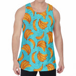 Blue Banana Pattern Print Men's Velvet Tank Top