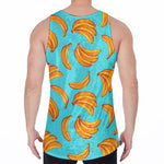 Blue Banana Pattern Print Men's Velvet Tank Top