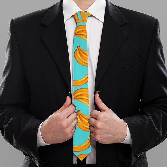 Blue Banana Pattern Print Necktie