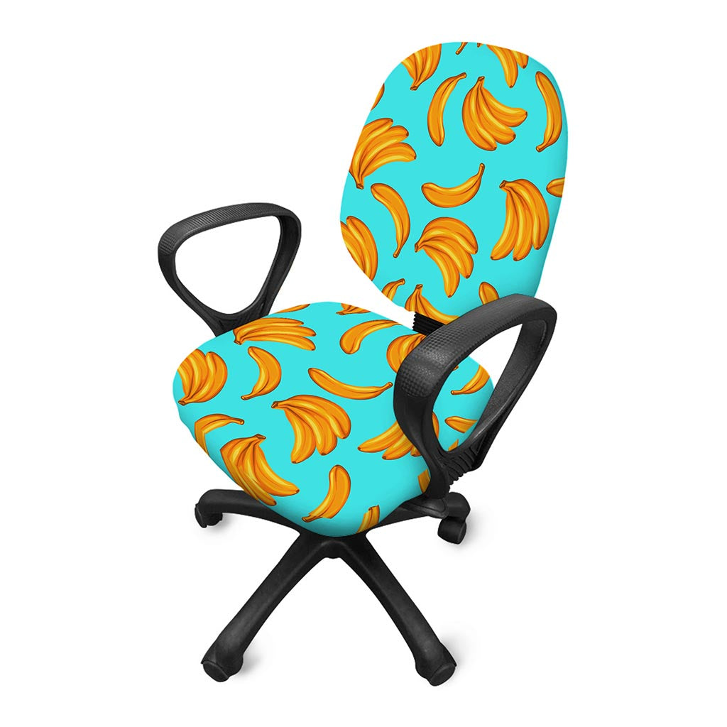 Blue Banana Pattern Print Office Chair Cover
