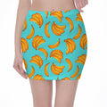 Blue Banana Pattern Print Pencil Mini Skirt