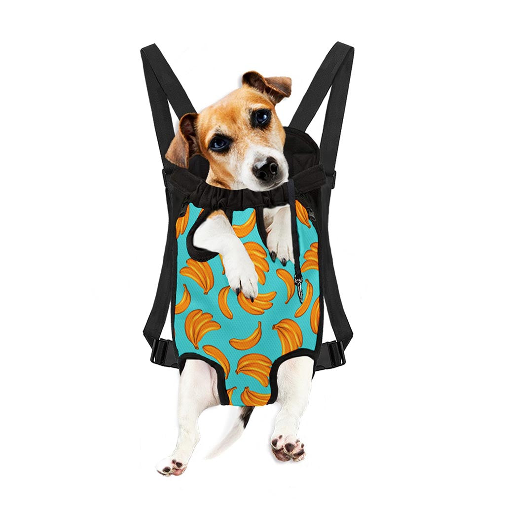 Blue Banana Pattern Print Pet Carrier Backpack