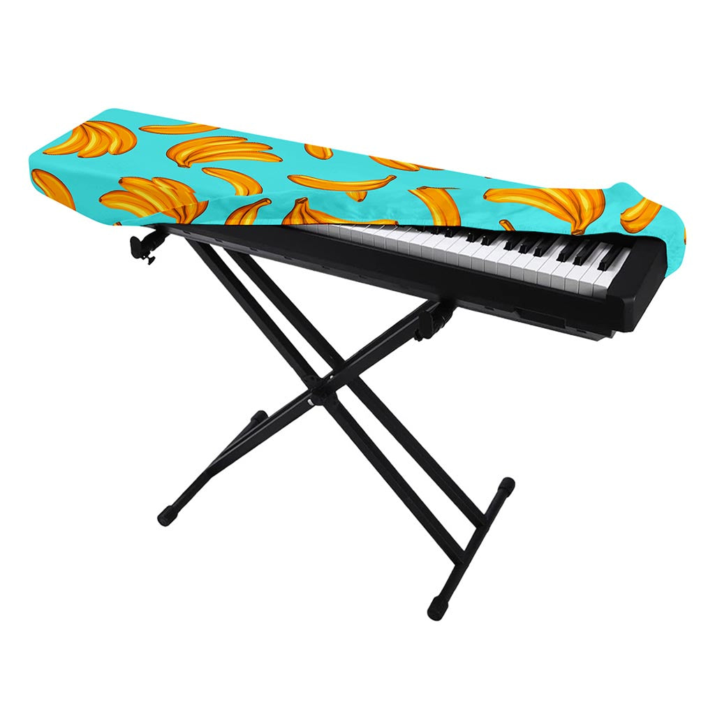 Blue Banana Pattern Print Piano Keyboard Cover