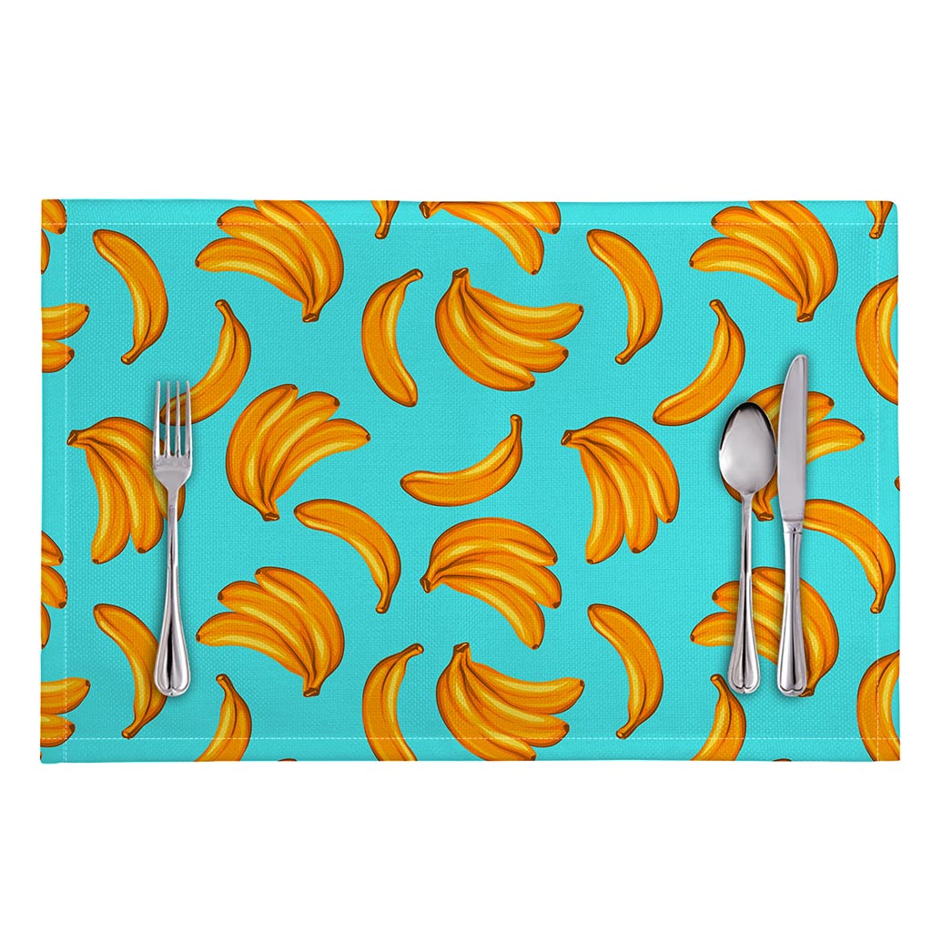 Blue Banana Pattern Print Placemat