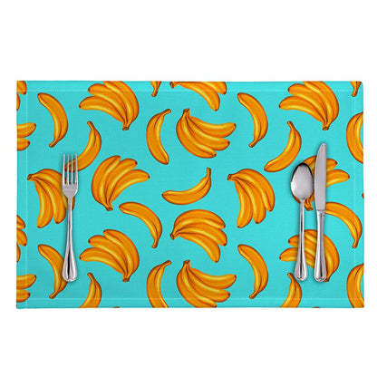 Blue Banana Pattern Print Placemat
