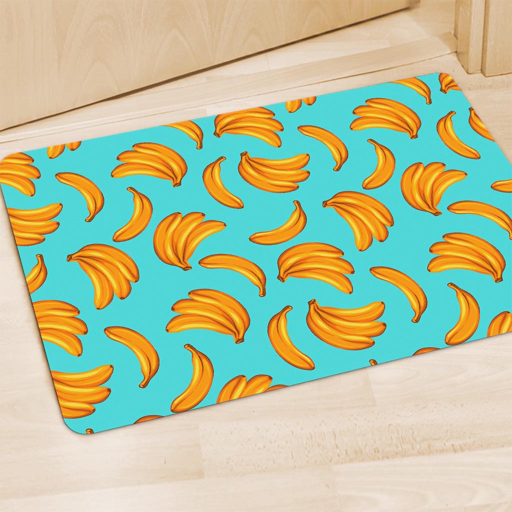 Blue Banana Pattern Print Polyester Doormat