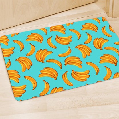Blue Banana Pattern Print Polyester Doormat