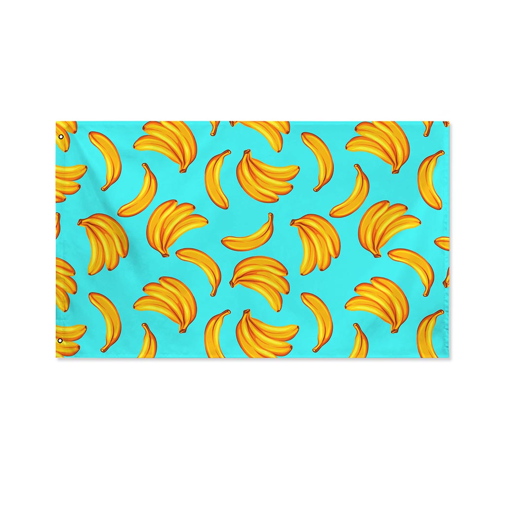 Blue Banana Pattern Print Polyester Flag