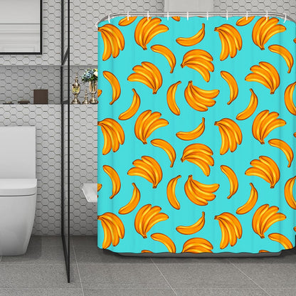 Blue Banana Pattern Print Polyester Shower Curtain