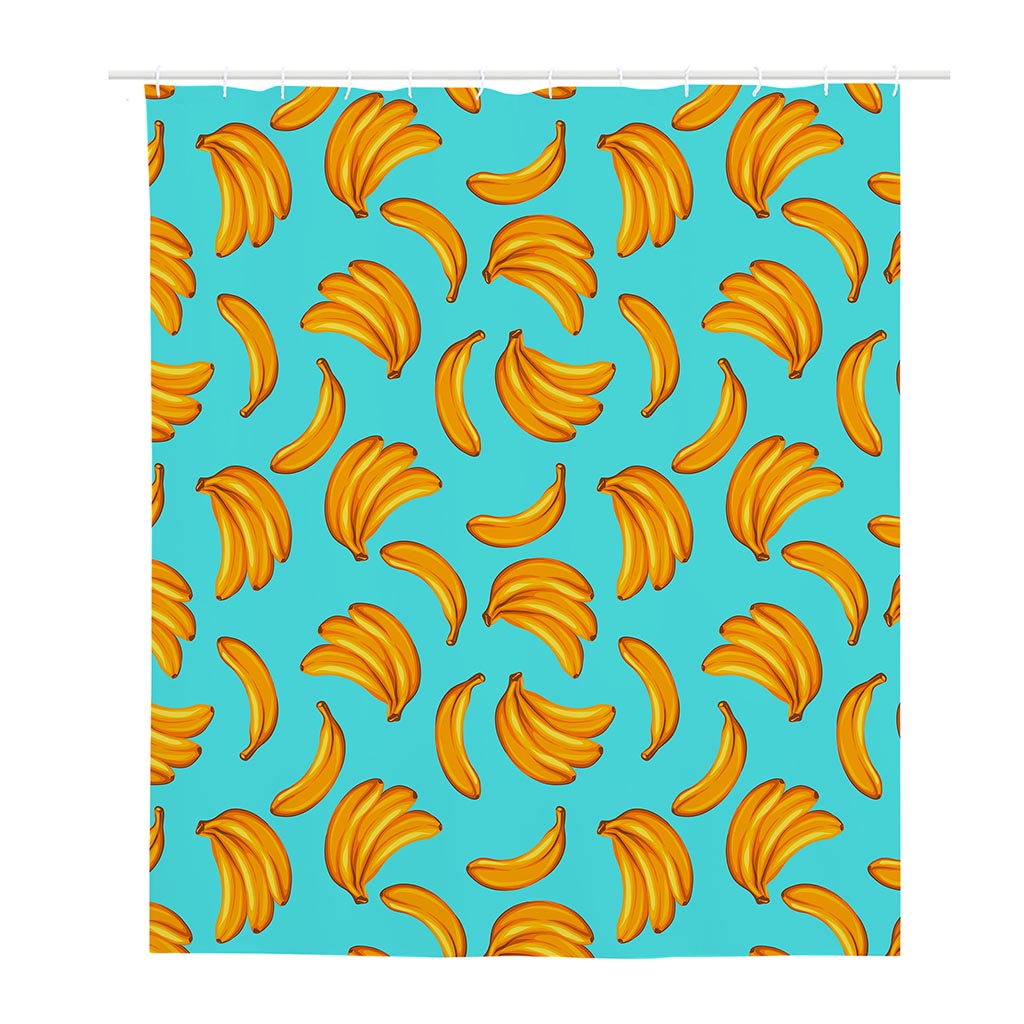 Blue Banana Pattern Print Polyester Shower Curtain