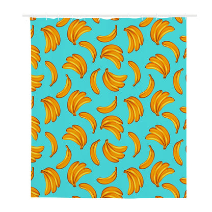 Blue Banana Pattern Print Polyester Shower Curtain