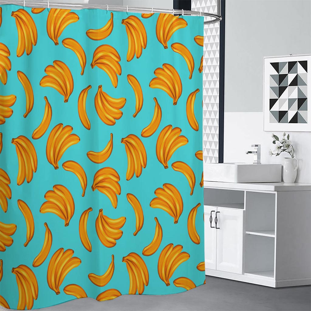 Blue Banana Pattern Print Premium Shower Curtain