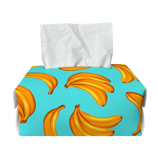 Blue Banana Pattern Print Rectangle Tissue Box Cover