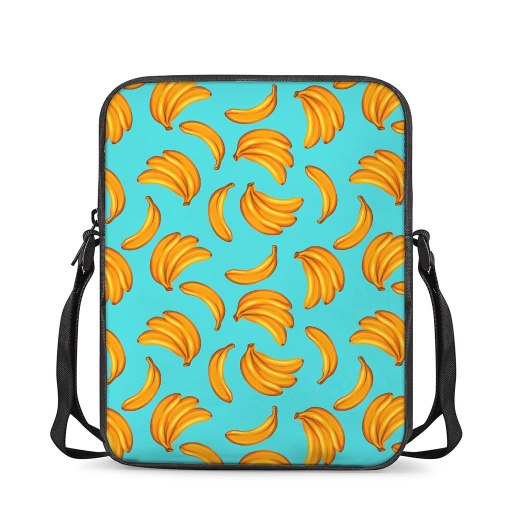 Blue Banana Pattern Print Rectangular Crossbody Bag