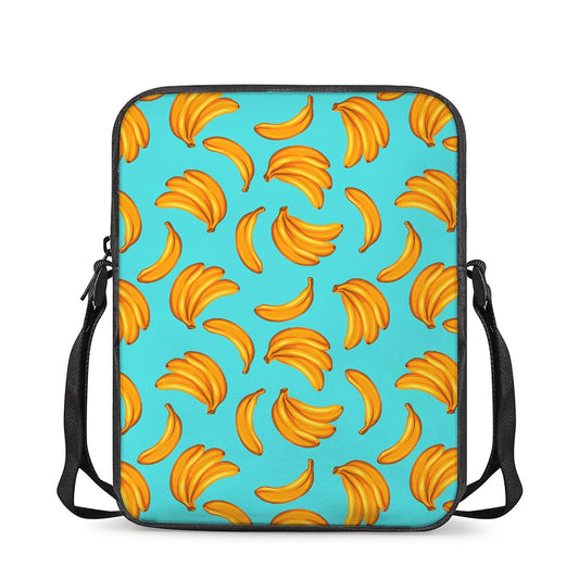 Blue Banana Pattern Print Rectangular Crossbody Bag